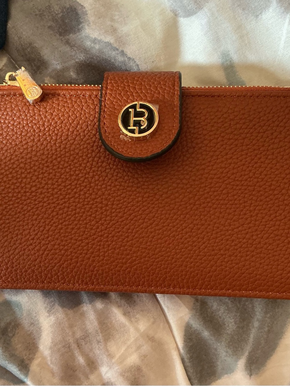 Leather Folio Wallet Case - Brown with Gold Accent brand new no tag